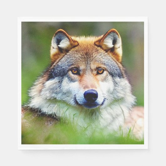 美しい狼の絵画頭 スタンダードランチョンナプキン (正面)