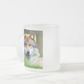 美しい狼の絵画頭 フロストグラスマグカップ (正面左)