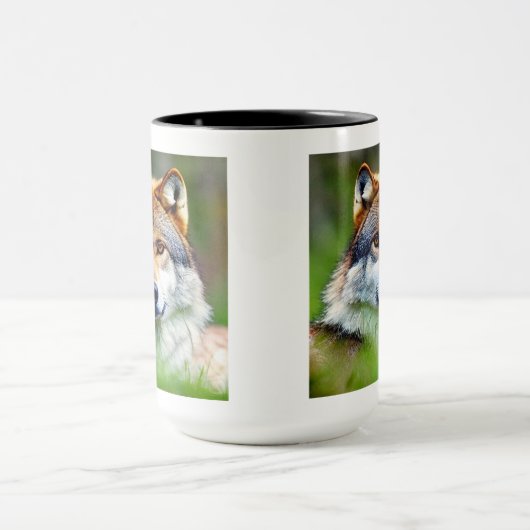 美しい狼の絵画頭 マグカップ (中央)