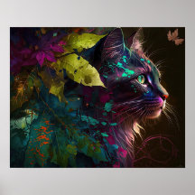 美しい猫と紅葉 – AI art
