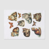 美しい猫と蝶の房状の切り口 薄葉紙 (正面)