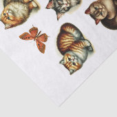 美しい猫と蝶の房状の切り口 薄葉紙 (詳細)