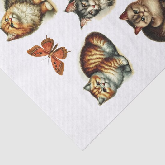 美しい猫と蝶の房状の切り口 薄葉紙 (詳細)