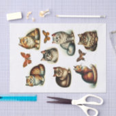 美しい猫と蝶の房状の切り口 薄葉紙 (クラフト)