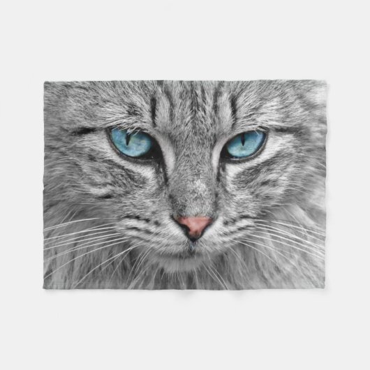 美しい猫のアップ フリースブランケット (正面(横))