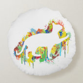 美しい猫のカラフルな絵画のしぶき ラウンドクッション (裏面)