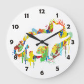 美しい猫のカラフルな絵画のしぶき ラージ壁時計 (正面)