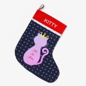 美しい猫のシルエット ラージクリスマスストッキング (正面 (吊り時))