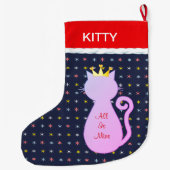 美しい猫のシルエット ラージクリスマスストッキング (裏面)