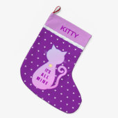 美しい猫のシルエット ラージクリスマスストッキング (正面 (吊り時))