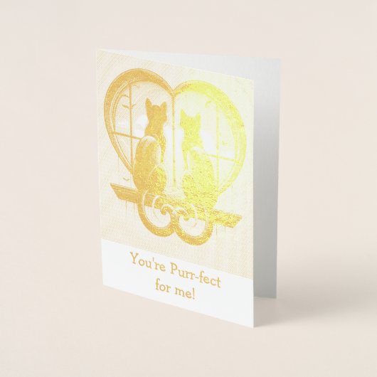 美しい猫のバレンタインカード 箔カード (正面)