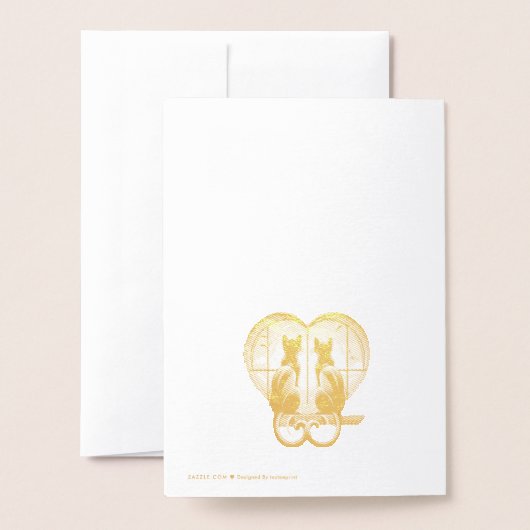 美しい猫のバレンタインカード 箔カード (裏面封筒付き)