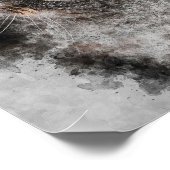 美しい猫の大きな緑の目の水絵を描色 ポスター (角)