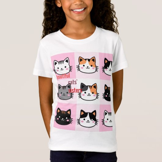 美しい猫の姉妹 Tシャツ (正面)