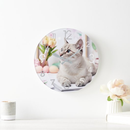 美しい猫の絵画壁掛け時計 ラージ壁時計 (ホーム)