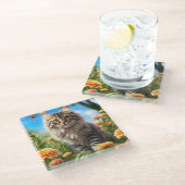 美しい猫の美しい庭 ガラスコースター (アングル)