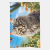 美しい猫の美しい庭 キッチンタオル (縦)