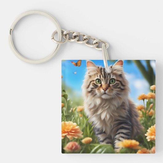 美しい猫の美しい庭 キーホルダー (正面)