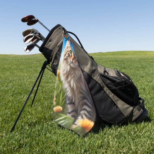 美しい猫の美しい庭 ゴルフタオル (グリーン)