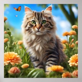 美しい猫の美しい庭 ポスター