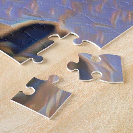 美しい猫の色と紫 ジグソーパズル (側面)