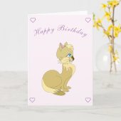美しい猫の誕生日カード – カスタマイズ可能 カード (黄色い花)