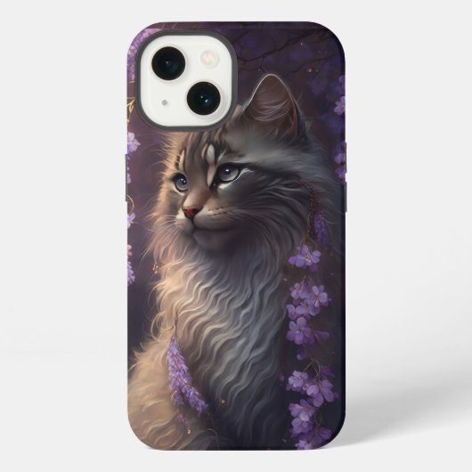 美しい猫のAI生成アート iPhoneケース (裏面)