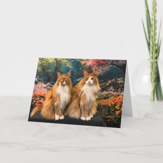 美しい猫をカラフル春園 カード (正面)