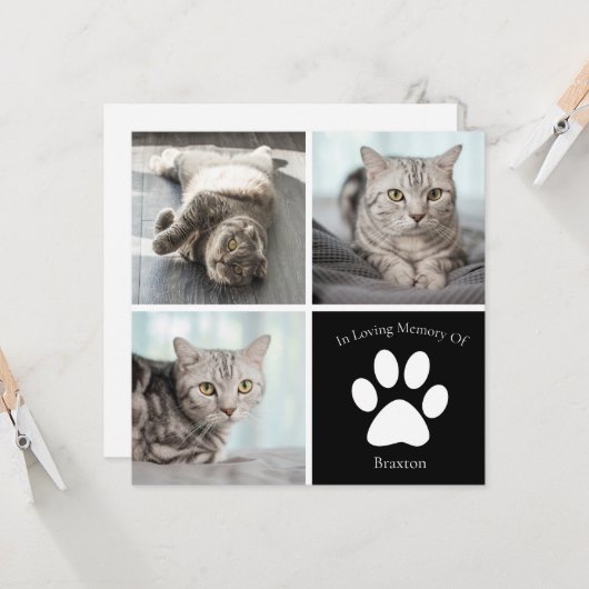 美しい猫記念カスタムのペット写真記念 カード (正面/裏面インサイチュ)