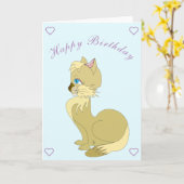美しい猫誕生日カード カード (黄色い花)