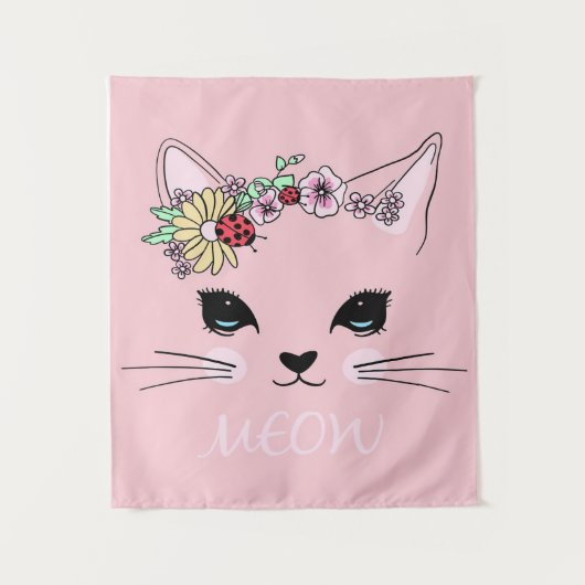 美しい猫顔ニャー子猫ラバーギフトかわいい猫 タペストリー (正面)