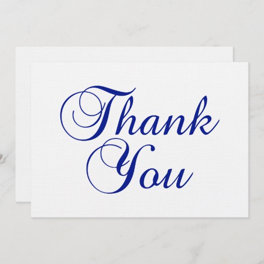 美しい王室の青い書道の脚本 サンキューカード (正面/裏面)