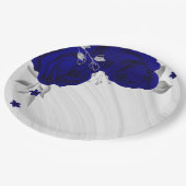 美しい王室の青い花シルバーグレー大理石 ペーパープレート (アングル)