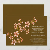 美しい珊瑚の桜の結婚式招待状 招待状 (正面/裏面)