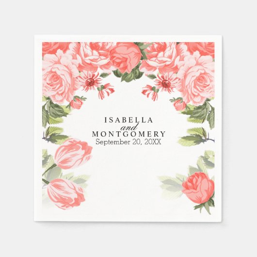 美しい珊瑚花 スタンダードカクテルナプキン (正面)