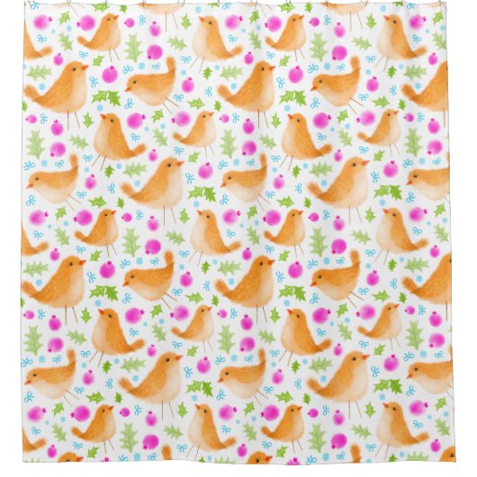 美しい甘い水色の鳥シャワーカーテン シャワーカーテン (正面)