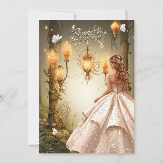 美しい甘い16白熱［赤熱］光を放つライト蝶 招待状 (正面)