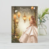 美しい甘い16白熱［赤熱］光を放つライト蝶 招待状 (スタンド正面)