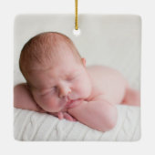 美しい生まれたばかりのベビーフォトコラージュクリスマス セラミックオーナメント (裏面)