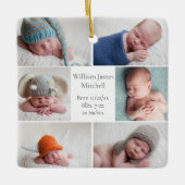 美しい生まれたばかりのベビーフォトコラージュクリスマス セラミックオーナメント (正面)