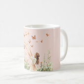 美しい生活 桃色の蝶々 コーヒーマグカップ (正面右)