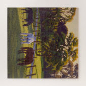 美しい田園馬の放牧ポスター ジグソーパズル (横)