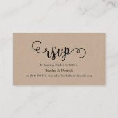 美しい田舎のエレガント黒いクラフト、結婚式のRSVP エンクロージャーカード (正面)