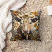 美しい田舎の牛ひまわり花飾り クッション (ブランケット)