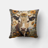 美しい田舎の牛ひまわり花飾り クッション (裏面)