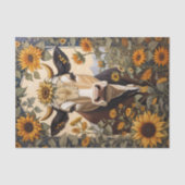 美しい田舎の牛ひまわり花飾り 薄葉紙 (正面)