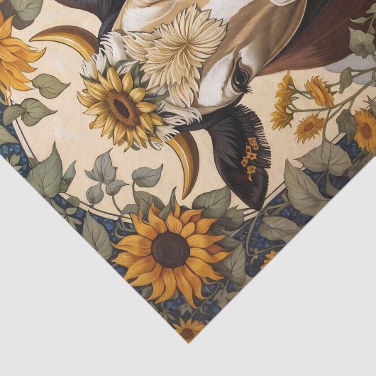 美しい田舎の牛ひまわり花飾り 薄葉紙 (詳細)