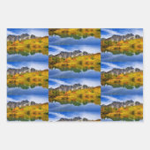 美しい田舎湖の写真パターン ラッピングペーパーシート (正面3)