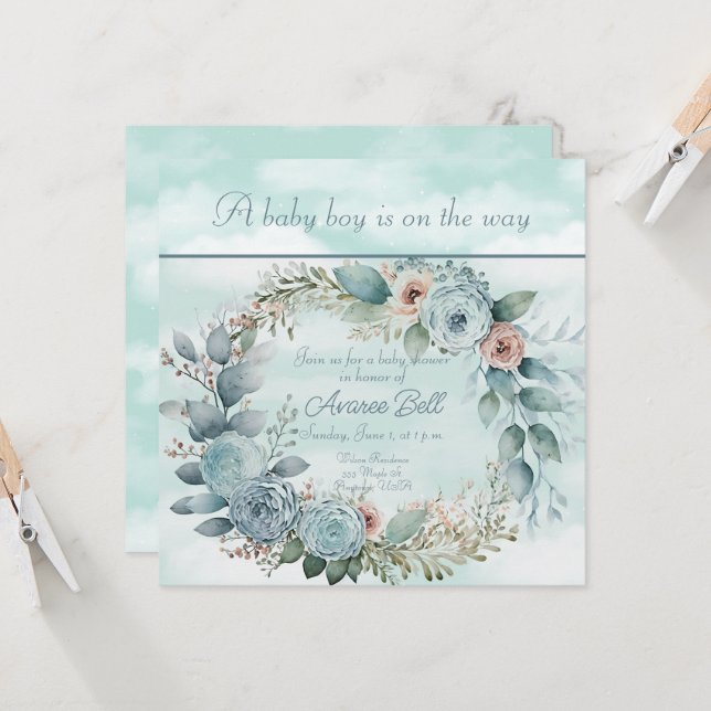 美しい男の子の赤ちゃんシャワー (正面/裏面インサイチュ)