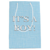 美しい男の赤ちゃんの青色児のシャワー ミディアムペーパーバッグ (正面)